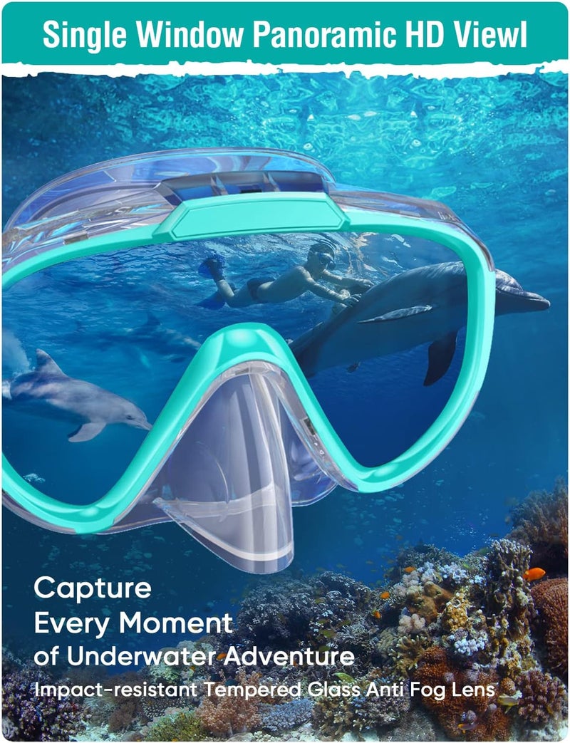 Seovediary Snorkel Set Adults Snorkeling Gear Anti-Fog Panoramic View Swim Mask Dry Top Snorkel Kit with Carry Bag for Snorkeling Scuba Diving Swimming Travel - Image 3